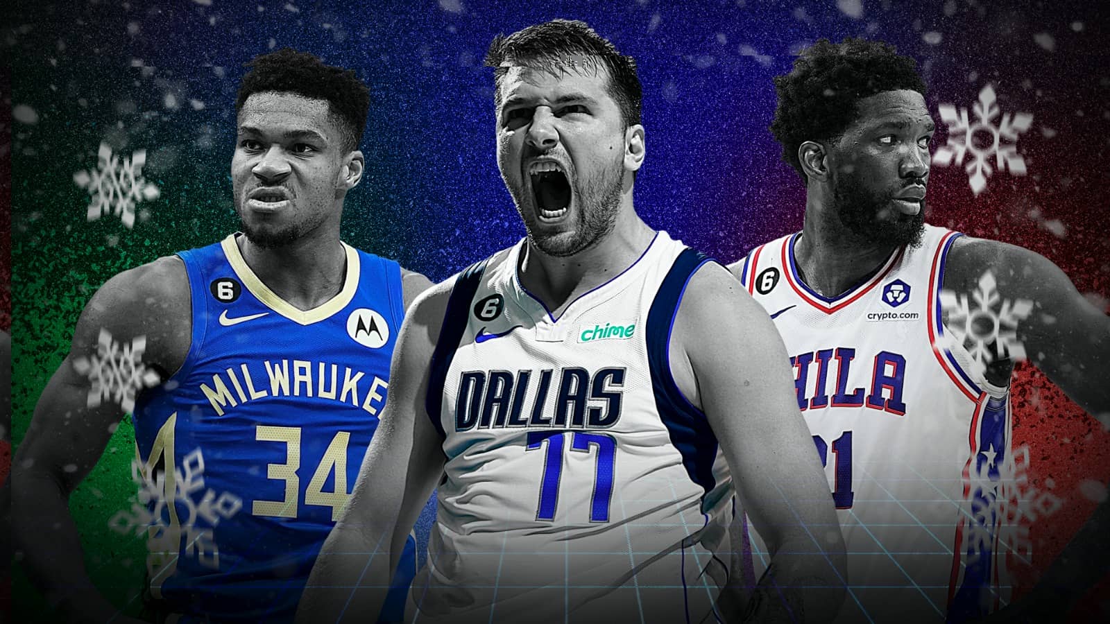 Wallpapers especiales Navidad NBA Doncic Antetokounmpo Embiid